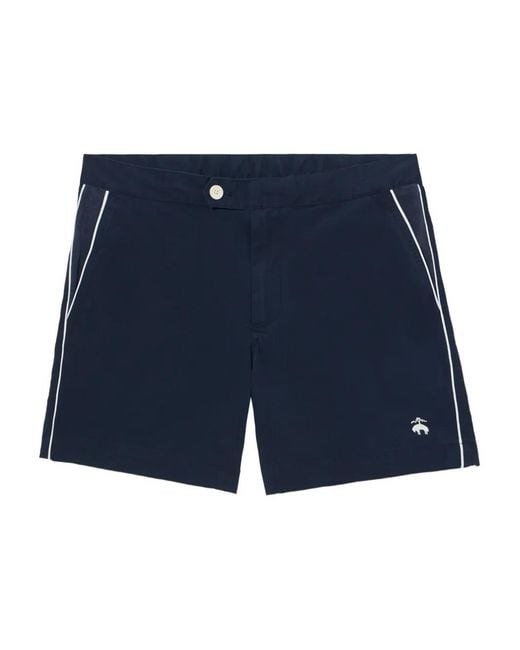 Brooks Brothers Blue Contrast-Trim Tennis Shorts for men
