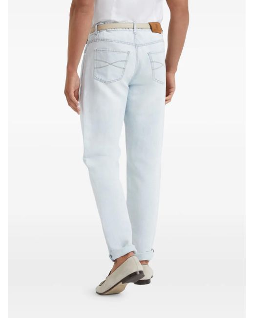 Jeans Con Applicazione Logo di Brunello Cucinelli in Blue da Uomo