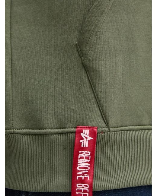 Alpha Industries Green Logo Hooded Sweatshirt for men