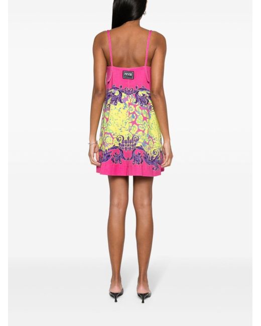 Versace Denim Mini-jurk Met Animalierprint in het Pink