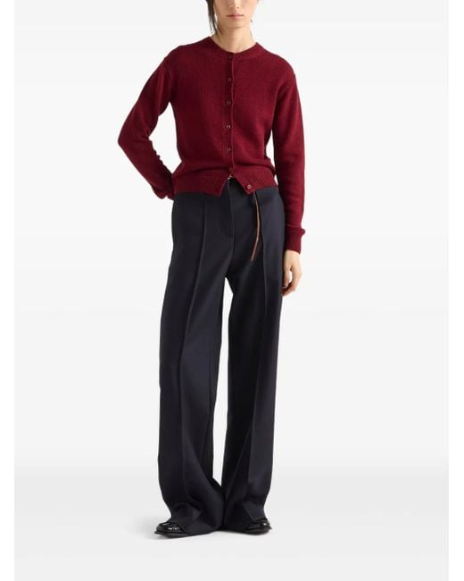 Prada Red Button-Down Cashmere Cardigan