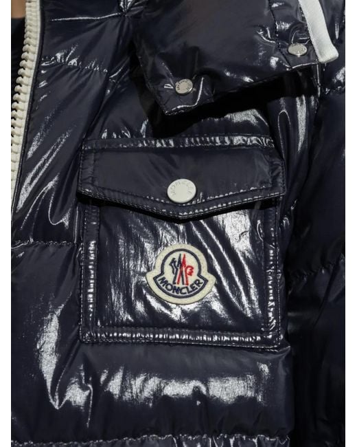 Moncler Blue Doudoune Andro À Capuche