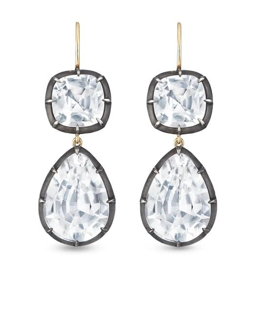 Fred Leighton White 18Kt Double Topaz Drop Earrings