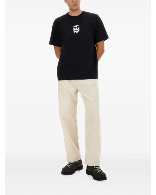 Obey Black Face-Print Cotton T-Shirt for men