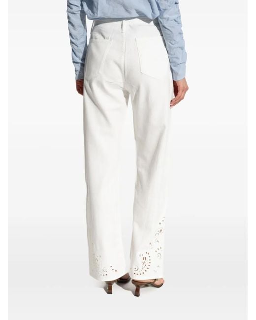 Rag & Bone White Embroidery Drawstring Trousers