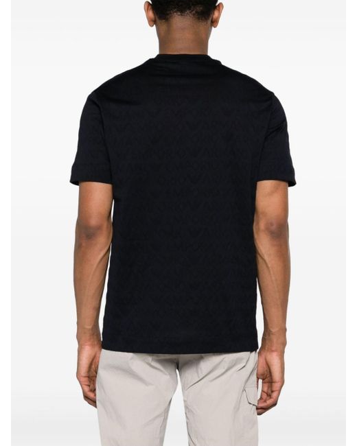 Camiseta con logo en jacquard Emporio Armani de hombre de color Black