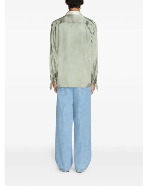 Dries Van Noten Green Sequin-Embellished Shirt for men