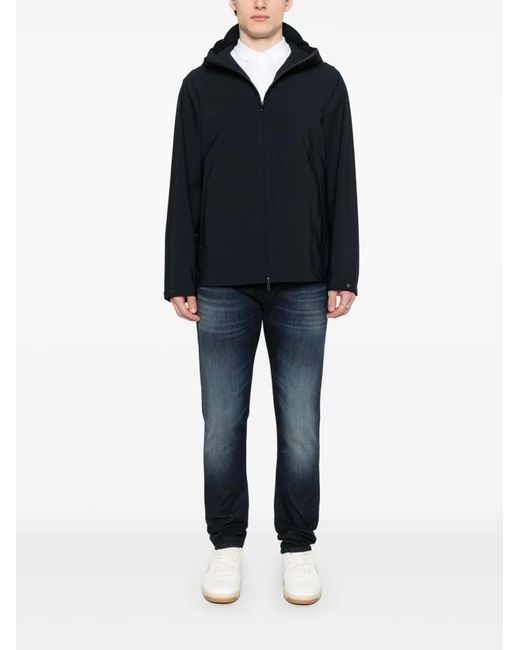 Emporio Armani Blue Nylon Hooded Jacket for men