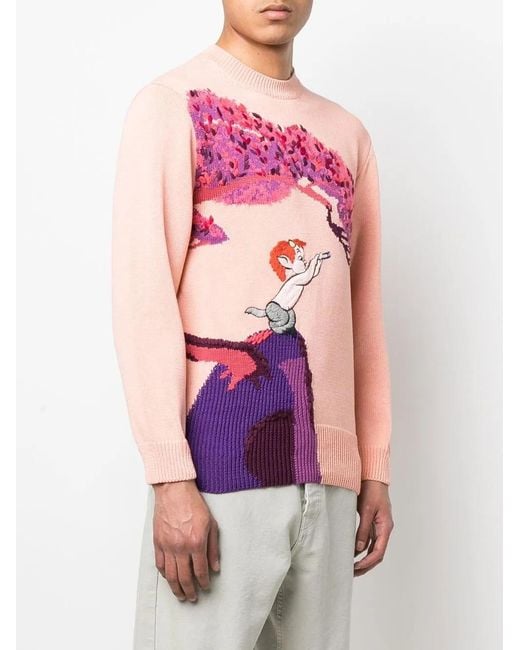 Stella McCartney Pink Fantasia Landscape Intarsia-Knit Jumper