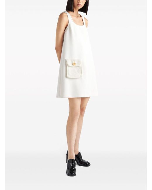 Prada Mini-jurk Van Scheerwol in het White