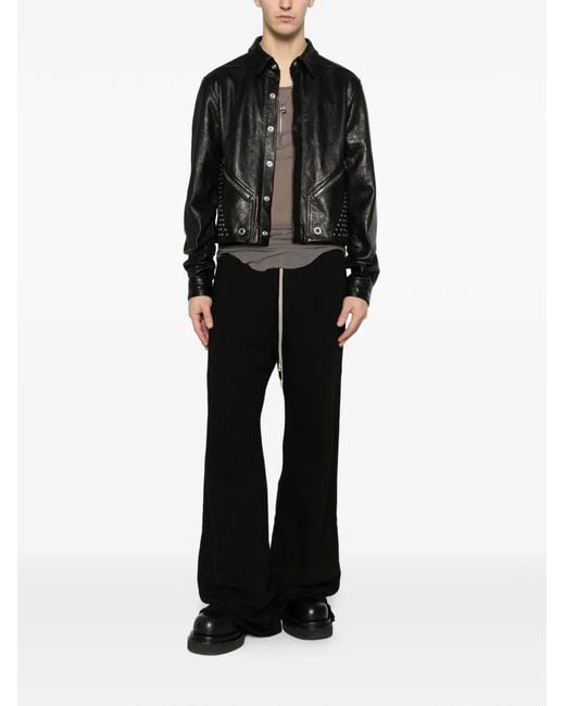 Rick Owens Black Alice Tour Stud-Embellished Leather Jacket for men