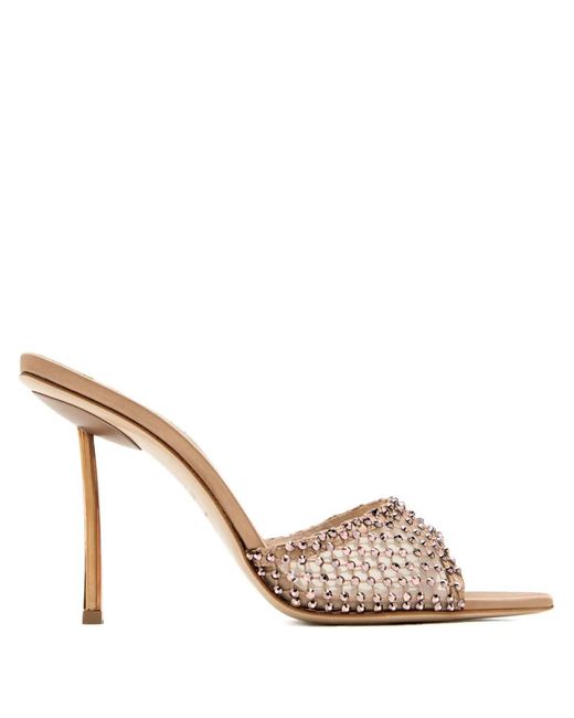 Le Silla Natural 105Mm Crystal-Embellished Satin Sandals