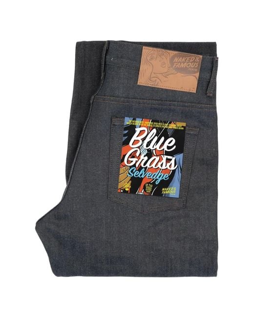 Naked & Famous Gray Groovy Guy Grass Selvedge Denim Jeans for men