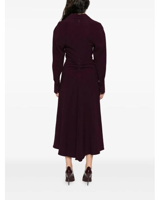 Victoria Beckham Purple Puff-sleeve Midi Dress