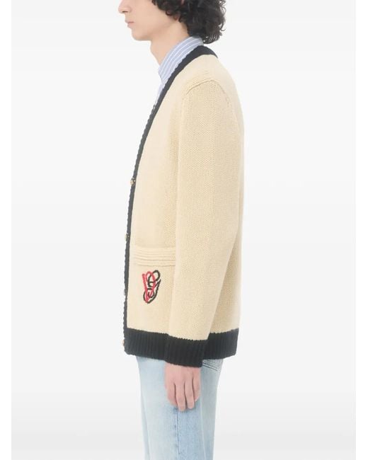 Valentino Garavani Natural Embroidered Wool Cardigan for men