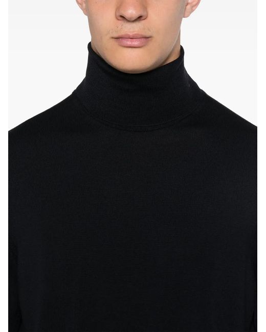 Zanone Black Fine-Knit Sweater for men