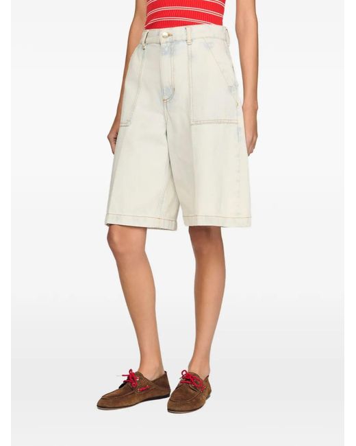 Sandro White Short En Jean À Effet Délavé