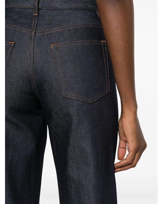 A.P.C. Blue High-Rise Straight Leg Jeans With Contrast Stitching