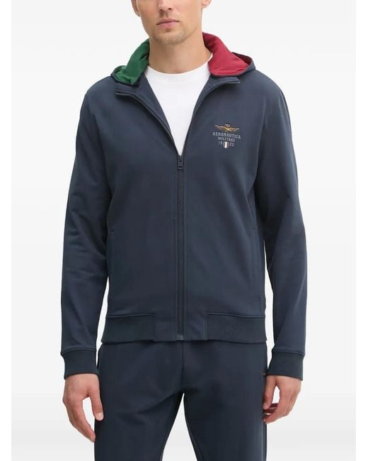 Aeronautica Militare Blue Zip Embroidered Tracksuit for men