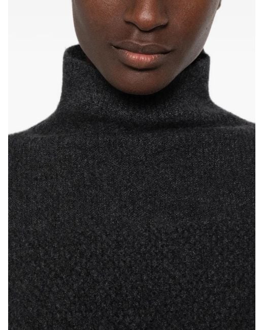 Ruohan Black High-Neck Textured Sweater