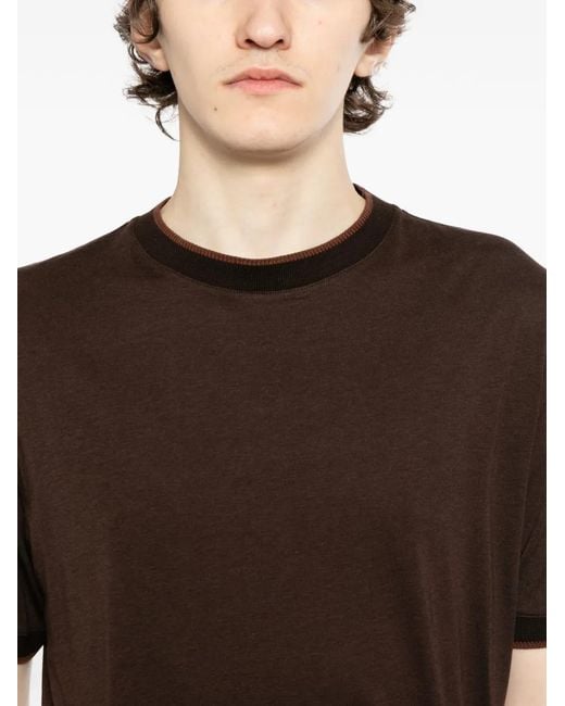 Canali Brown Crewneck T-Shirt for men