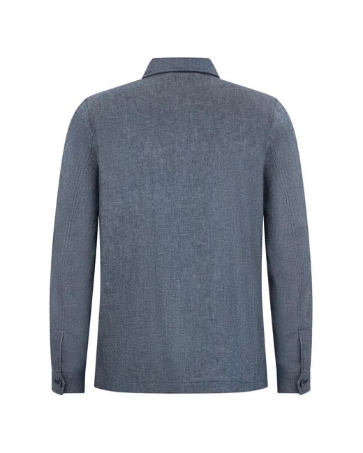 Herno Blue Button-Front Shirt Jacket for men