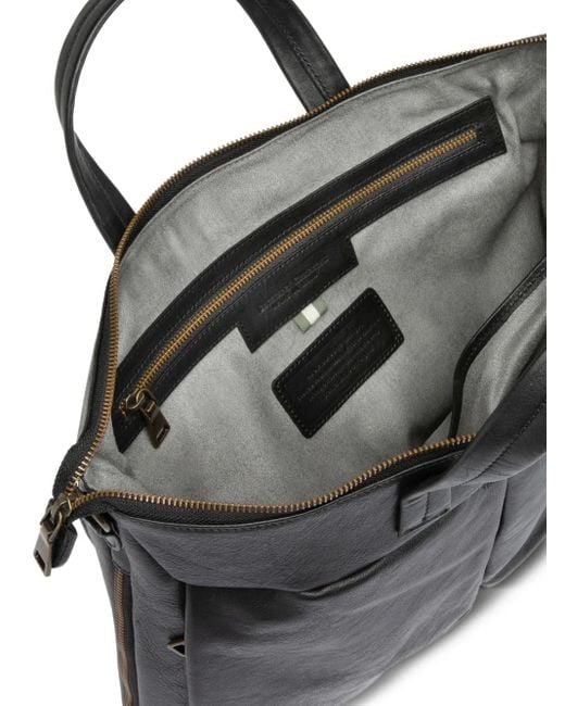 Officine Creative Black Zip Leather Backpack for men