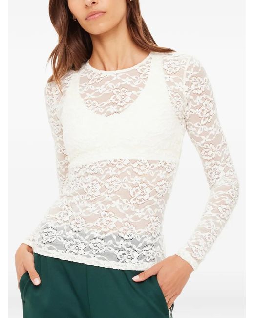 The Upside White Lyon Rosa Long-Sleeve Floral T-Shirt