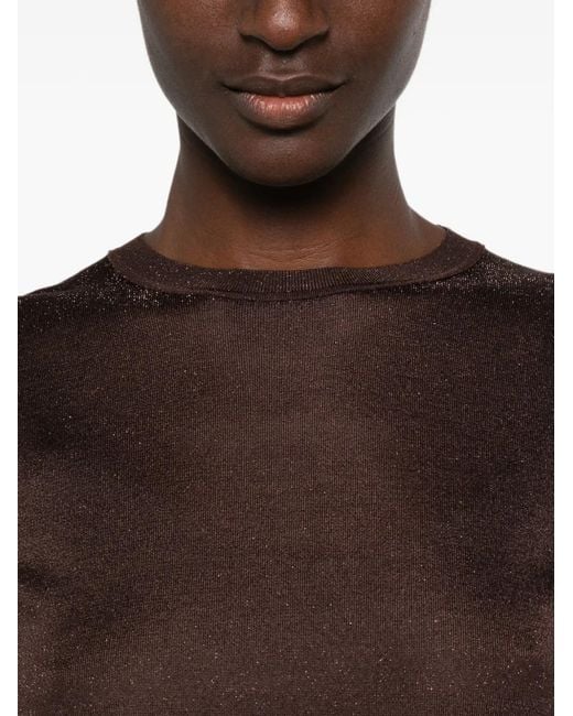 Maje Brown Short-Sleeve Metallic-Effect T-Shirt (Set Of Two)
