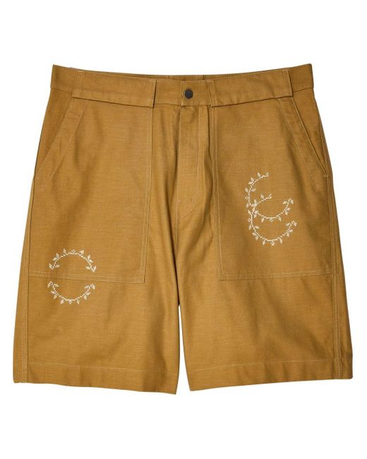 Adish Natural Embroidered Cargo Shorts for men