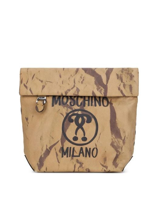 Moschino Natural Sac Porté Épaule À Logo Imprimé