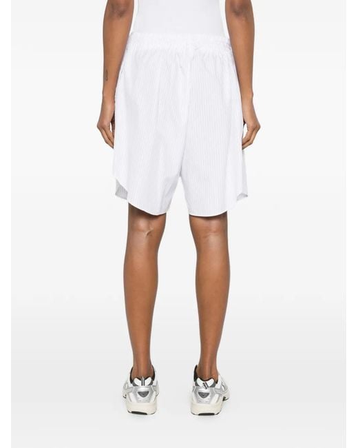 Hed Mayner White Pinstripe-Pattern Curved-Hem Shorts