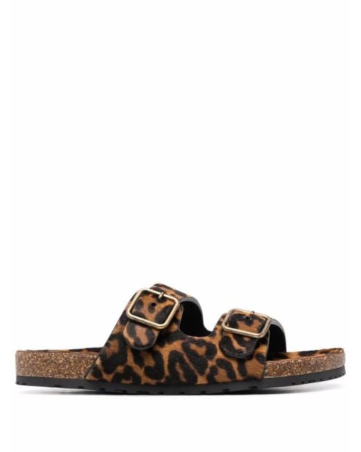 Saint Laurent Multicolor Leopard-Print Buckle Sandals