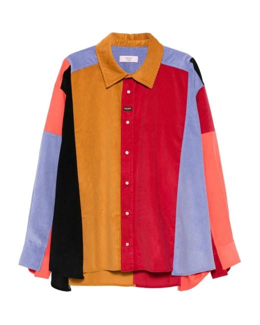 メンズ Martine Rose パネル コーデュロイシャツ Red
