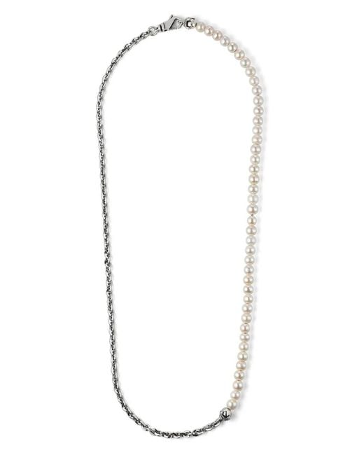Emanuele Bicocchi White Half Pearl Chain Necklace