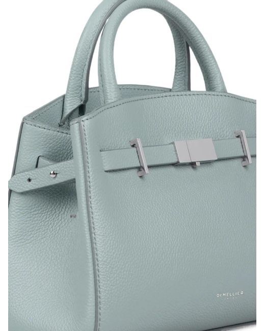DeMellier London Blue Small Hudson Grain-Leather Tote Bag