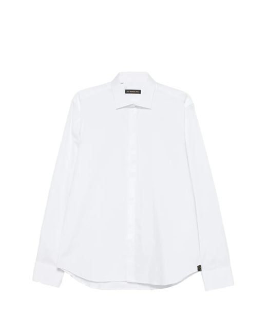 Manuel Ritz White Logo-Patch Spread-Collar Shirt for men