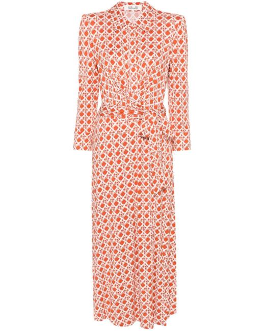 Diane von Furstenberg Pink Sana Kleid mit Tiny Vintage Cane Marmalade-Print