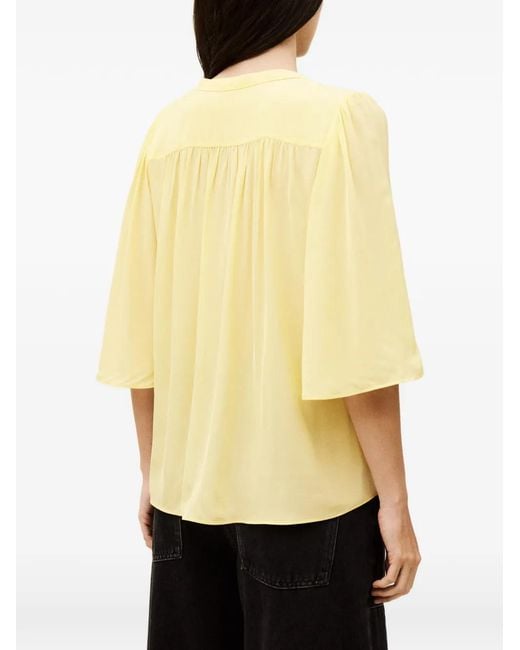 Ba&sh Yellow Barna Pleated Blouse