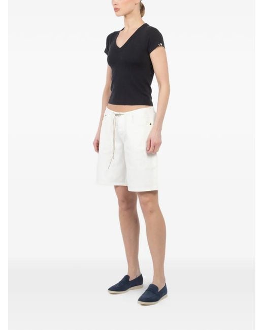 Still Here White Drawstring Shorts