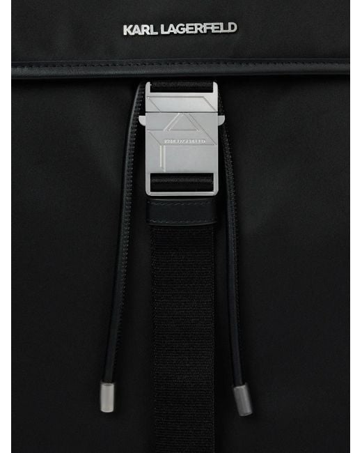 Karl Lagerfeld Black K/Nylon Buckle Backpack for men