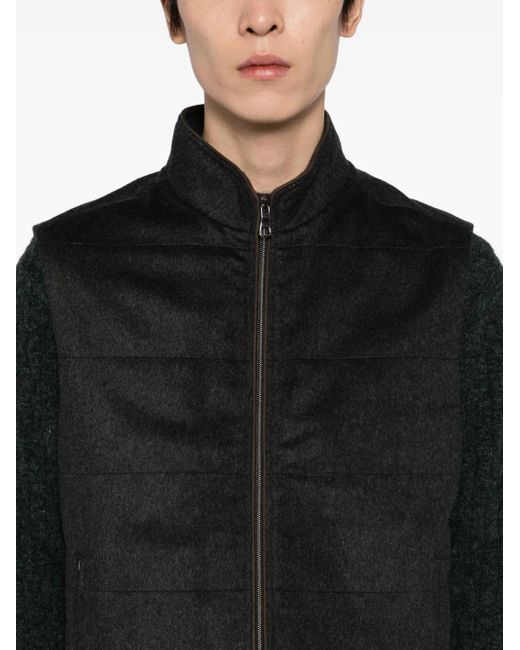 N.Peal Cashmere Black Belgravia Gilet for men