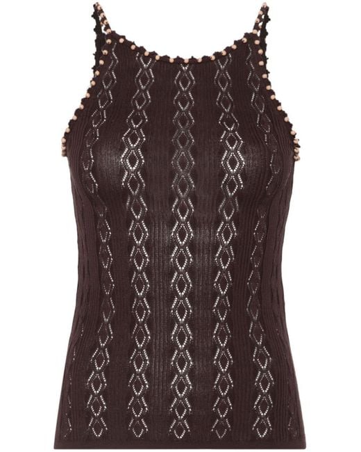 Sandro Brown X Louis Barthélemy Beaded Knitted Top
