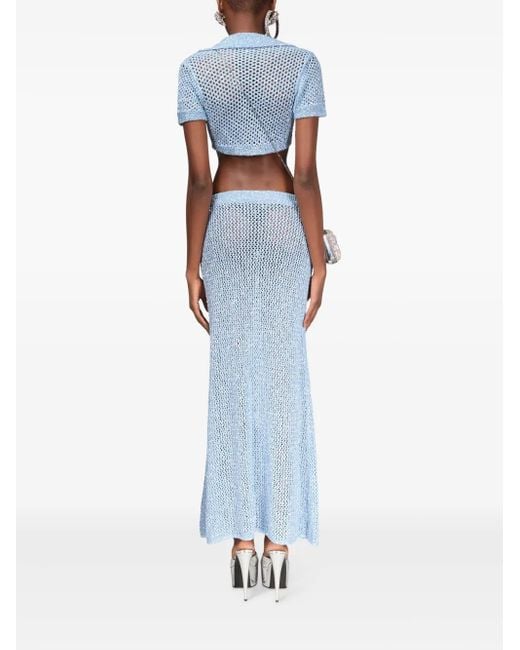 Area Blue Maxi Sequin-Embellished Skirt