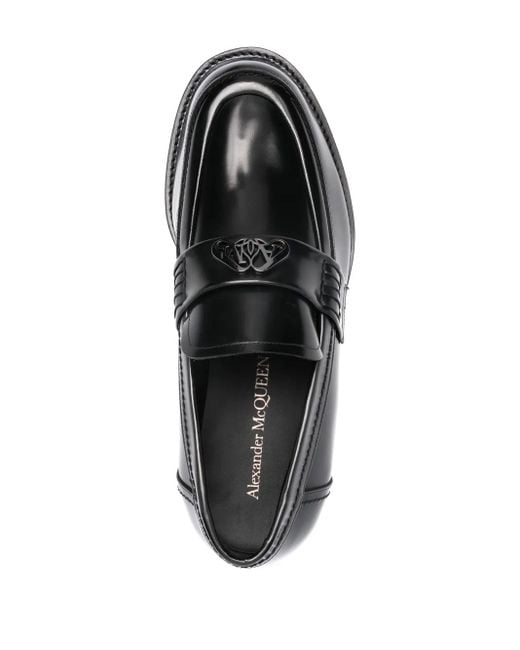 McQueen Black Seal Leather Loafers for men