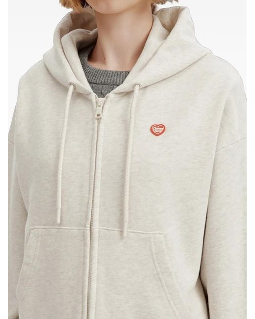 Chocoolate White Logo-Patch Zip-Up Hoodie