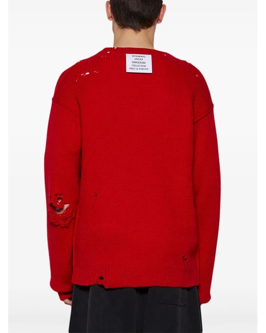 Vetements Red Destroyed Jumper for men