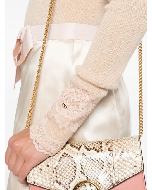 Valentino Garavani Natural Lace-Trim Ribbed Top