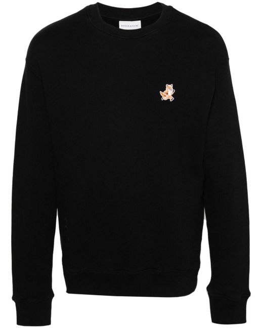 Maison Kitsuné Katoenen Sweater Met Vossenpatroon in het Black voor heren