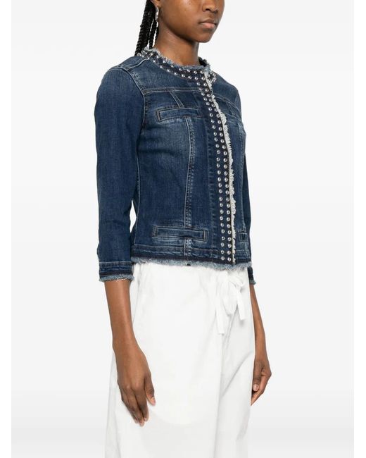 Liu Jo Blue Beaded Fringed Jacket